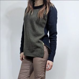 JCrew Vici Wool Double Zipper Two Tones Sweater